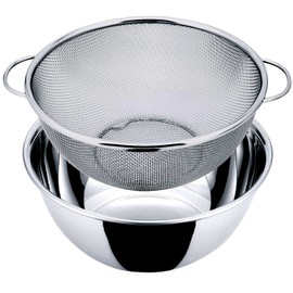 Nagao Tsubame Sanjo Deep Bowl Colander Set, Standard, Outer Diameter 9.1 inches (23 cm), 18-8 Stainless Steel, Made in Japan