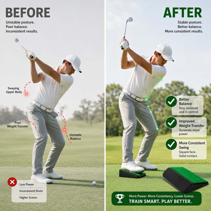 Golf Swing Trainer for Weight Transfer – 15° Foot Pedal