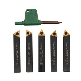 Accusize Industrial Tools 5/16'' by 2'' Oal 5 Pc Indexable Turning Tool Set with Tcmt1.8(1.5) Carbide Inserts, 2380-5042