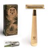 ANYMALE® Gold Edition Maple Wood Safety Razor - Includes 5