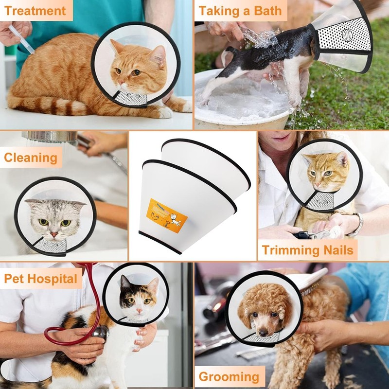 Voarge Pet Collar Protective Collar, Plastic Elizabethan Collar with Breathable