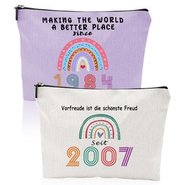 BSITSSS 2 Stück Kosmetiktasche, 18. Und 40. Geburtstagsgeschenke für Frauen, Make-Up-Tasche Geschenk für 2007 und 1984 Frauen Mädchen Mütter Beste Freundinnen und Brautjungfern