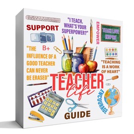Teacher Appreciation Gifts for Women Men, Thank You Gifts for Teacher Christmas Birthday Teacher's Day Retirement Gift Graduation Gifts for Teacher, Teacher Life, Wooden Box Sign Desk Decor