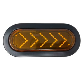 6 Inch Amber 45 LED Sequential Arrow Pointing Turn Trailer Tail Light Oval Semi Truck Park Signal Marker Indicator Lights [IP67] RV DOT Certified Taillight Grommet + Plugs Kit [2 Pack] [3 PIN PLUG]
