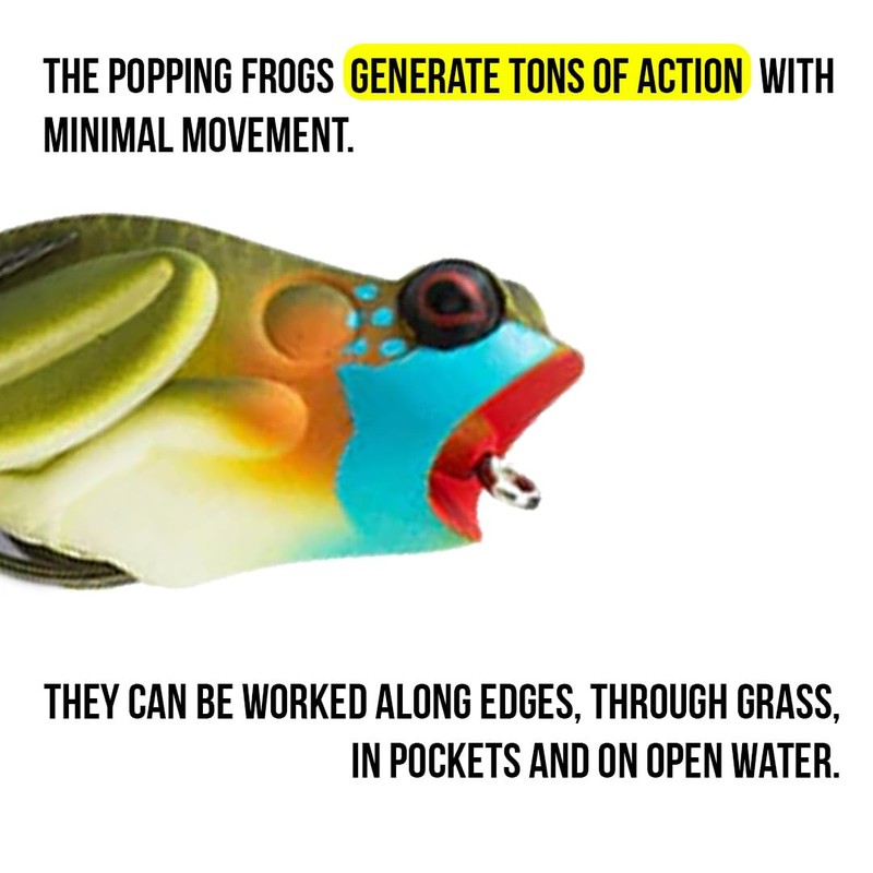 Lunkerhunt Popping Frog Fishing Lure, Blue Gill, 1/2 oz