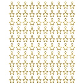 Shapenty Mini Metal Hollow Star Pendant Charms Beads Bulk Pentagram Charms for Necklace Earring Bracelet Keychain Jewelry Making Craft Project Christmas Decoration, 100PCS (Gold)