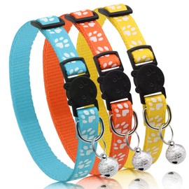 onebarleycorn Cat Collar, Cat Collars with Safety Clasp, Cat Collars with Bell, Reflective Cat Collar, Adjustable (Pack of 12)