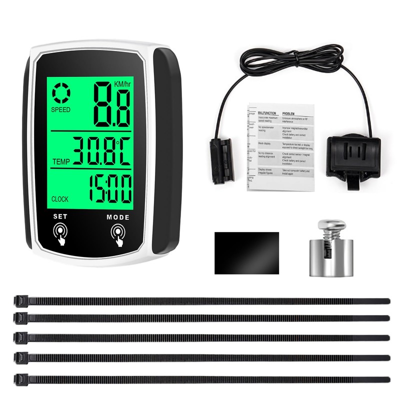 Vidacharmy 2.4 Inch Multifunctional Waterproof Bicycle Odometer with LCD Backlit