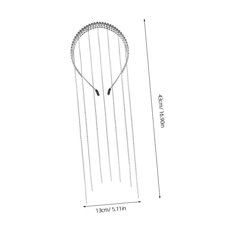 PACKOVE Tassels Rhinestone Headband for Women Elegant Chain Hairpiece for