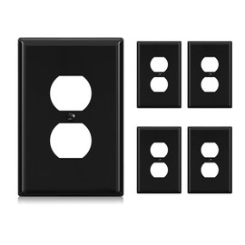 ELEGRP Duplex Glossy Black Receptacle Wall Plate, 1-Gang Large Size Wall Outlet Covers, Unbreakable Polycarbonate Dual Outlet Faceplates Covers, UL Listed, Color-matched Screws Included (5 Pack)