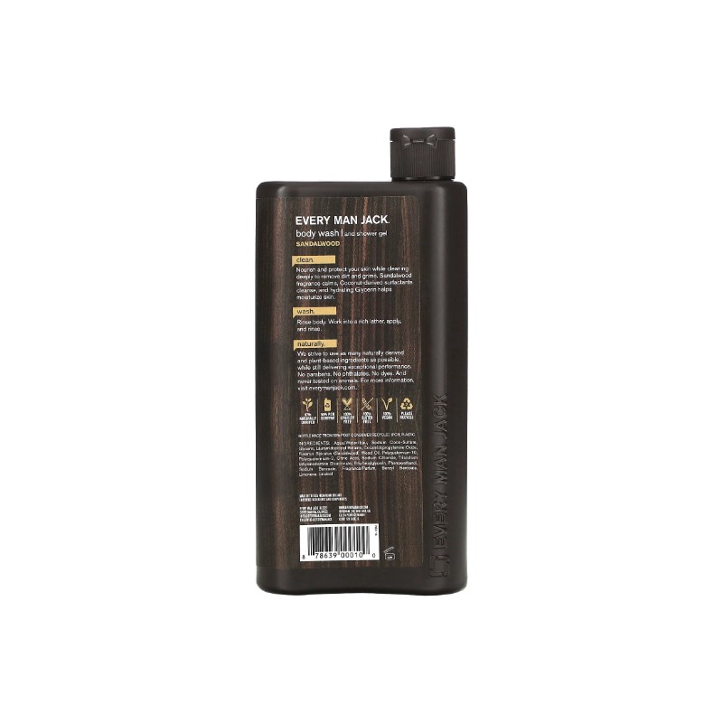 Body Wash and Shower Gel, Sandalwood, 16.9 fl oz (500