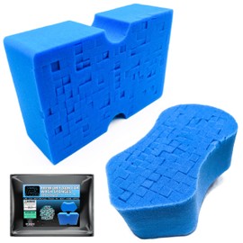 Sudz Budz® Premium Grid Car Wash Sponge 2pc Jumbo/Ergonomic | Anti-Marring Sponge for Soap and Rinseless Washing | Soft, Scratch-Free, Durable Foam. Cross-Cut Sponges for Cleaning and Detailing