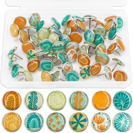 Decorative Push Pins Cute Steel Push Pins for Bulletin Board, Cork Boards or Photos Wall, Maps 84 pcs (Hand Drawn B)