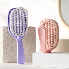 Cepillo de viaje plegable, portátil y autolimpiante de bolsillo para cabello fino y grueso, con ventilación y secado rápido, para hombres, mujeres y n