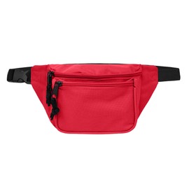 DALIX 3 Pocket Fanny Pack Money Pouch Concealer Runners Bag Waist Belt in Red