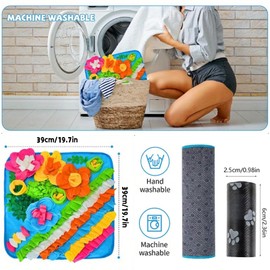 Dog Snuffle Mat - Interactive Feeding Toy for Dogs, Pet Slow Feeding Mat, Dog Foraging Mat for Slow Eating, Smell Training, Stress Relief– Fun Puzzle Game for Large, Medium, Small Dogs, 39 * 39CM