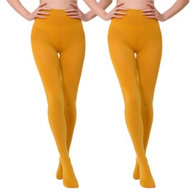 EVERSWE 2 Pairs Pack Women's Opaque Tights (XXL-3XL, Goldenrod)