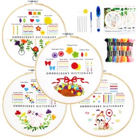 DPSKLTD Beginners Embroidery Kit: Easy Stitch Tutorial for Embroidery Starters - Great Embroidery Dictionary for Beginners - Fun Craft for Adults Kids