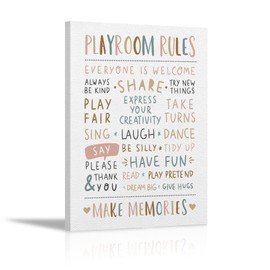 KEUSPI Playroom Rules Boho Neutral Colors Wall Decor Canvas Wall Art Painting Paints Picture For Home Kids Bedroom Playroom Nursery Homeschool,11x14Inch,Gifts for Kids Little Girls Boys
