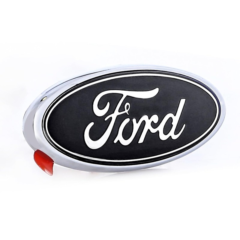 Ford Black Oval Decorative Logo Chrome Plated Plastic Emblem.