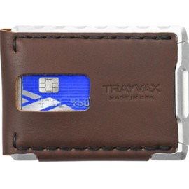 Trayvax Venture Billfold Wallet, Front Pocket Money and Credit Card Holder, Minimalist Slim Leather Metal Wallet for Men and Women, Frontier Brown Leather
