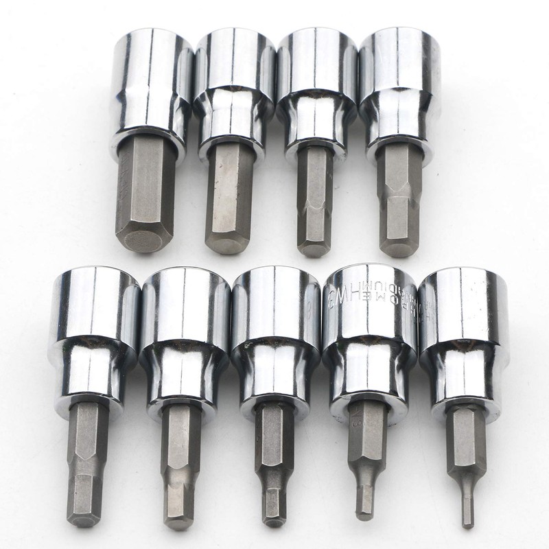 Rowiz 9 Pcs 3/8 Inch Drive Hex Bit Sockets Set,