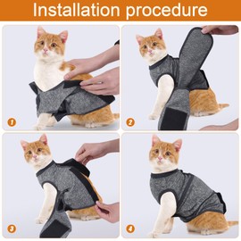 SoeKoa Cat Anxiety Jacket, Anxiety Vest for Cats, Jackets for Cats Only, Self-Adhesive Adjustable Pet Calming Wrap Shirt,Calming Wrap for Pets to Relieve Stress (Grey, Small)