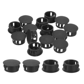 QUARKZMAN Pack of 28 17 mm (11/16 inch) Nylon Hole Plugs, Nylon Plastic Blanking Plugs, Pipe Plugs, Black, Round Snap Lock Holes for Industrial Supplies, Kitchen Cabinet, Cabinet Chair