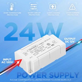 NAWVACE Dimmable LED Driver 12V 24W, LED Power Supply AC 120V to DC 12V Transformer, Dimming 12V 2A Constant Voltage LED Driver, AC to DC Low Voltage Converter for LED Strip Lights, Light Fixtures