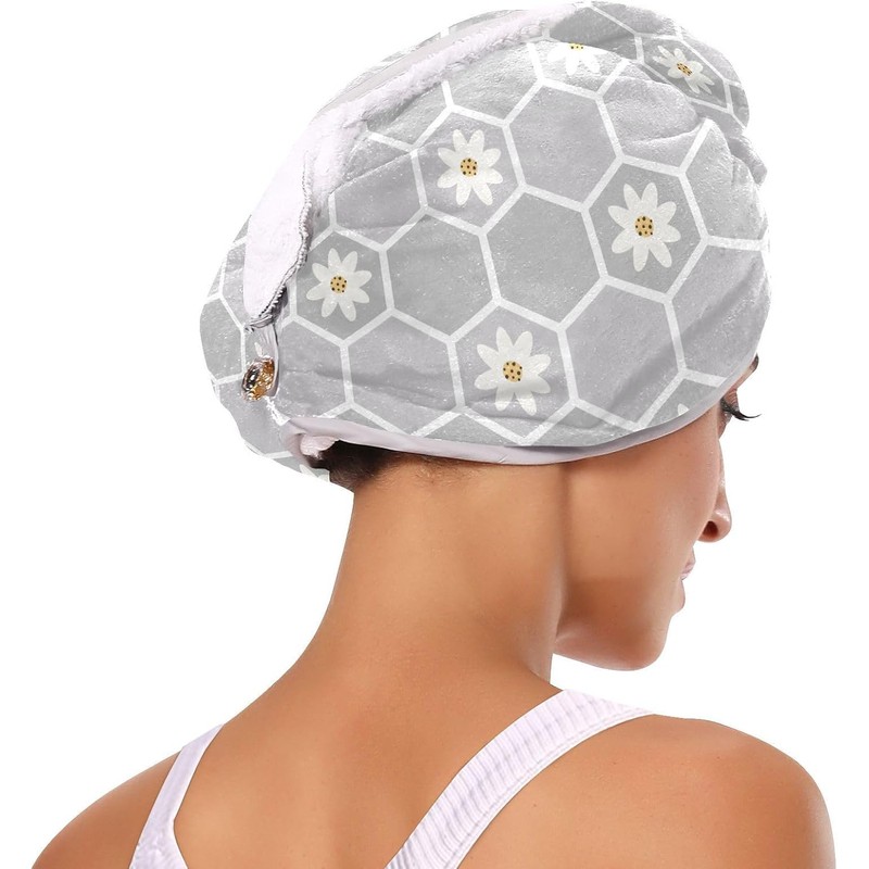 Toalla de microfibra para el cabello con diseño de margaritas