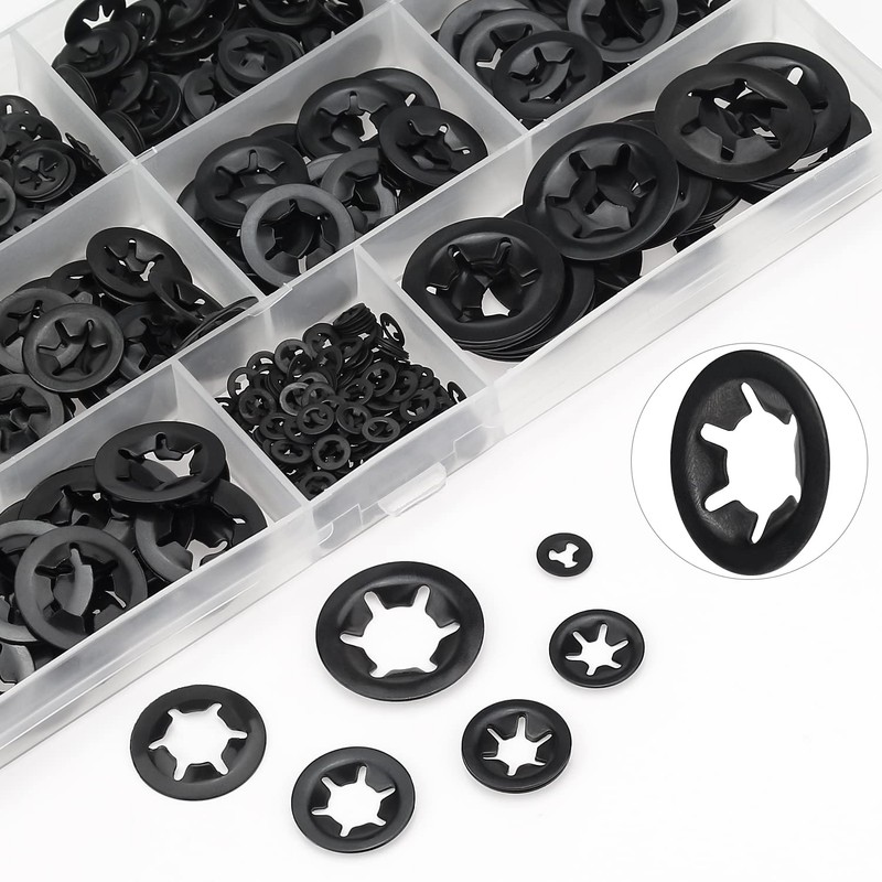 HELIFOUNER 360 Pieces 9 Sizes Internal Tooth Star Lock Washers,