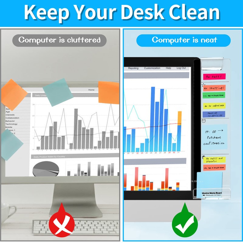 Monitor Memo Board, 2PCS Multifunction Sticky Note Holder for Computer