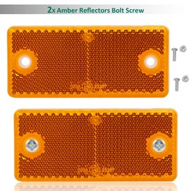 DARKGUARD Reflectors,Stick On Reflectors Amber Rectangula Rear Reflectors Screw Fit for Gate Posts Vans Car Trailers Caravan E9-Approved,90x40x8mm (Amber-Rectangula-Screw On-2pcs)