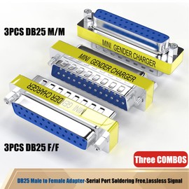 Warmstor 6-Pack DB25 25Pin Female to Female Male to Male Mini Gender Changer Coupler Adapter RS232 Serial Cable Connector