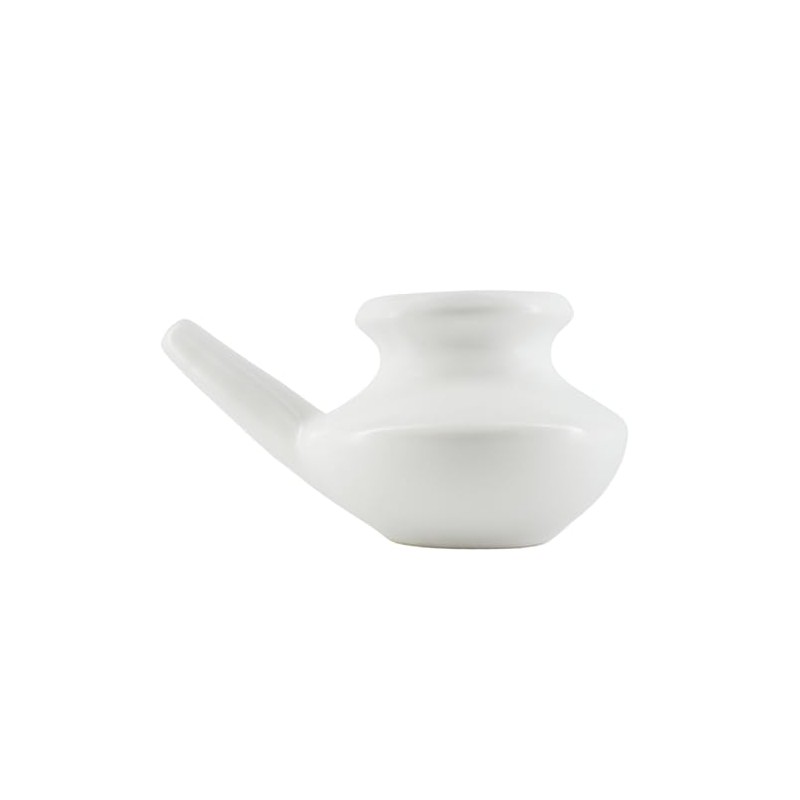 Ceramic Neti Pot with 5 Sachets of Neti Salt, Natural