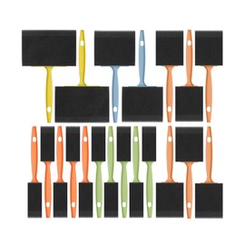 Bates- Foam Paint Brushes, 1”, 2”, 3" & 4”, 20 Pack, Colorful Handle Sponge Brushes, Sponge Paint Brush, Foam Brushes for Painting