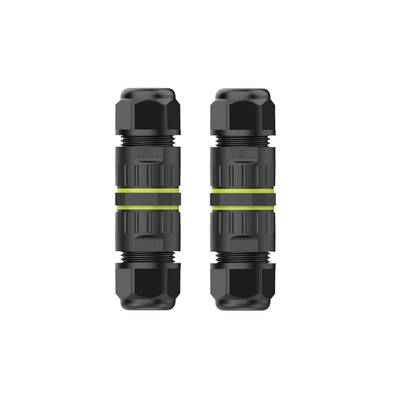 EVOGES IP68 Waterproof Outdoor Inline Cable Connector, 3 Pole, Ø5-12mm