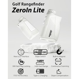 Gogogo Sport Vpro ZeroIn Rechargeable Golf Range Finder with Slope 2500 Yards Magnetic Rangefinder Disc Golf 500-Yard Flag-Lock (White)