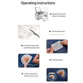 Sticky Printable Water Soluble Embroidery Stabilizer, 10PCS A4 (30x21cm) Medium Weight Paper Stabilizer for Hand & Machine Embroidery (10pcs / Pack)