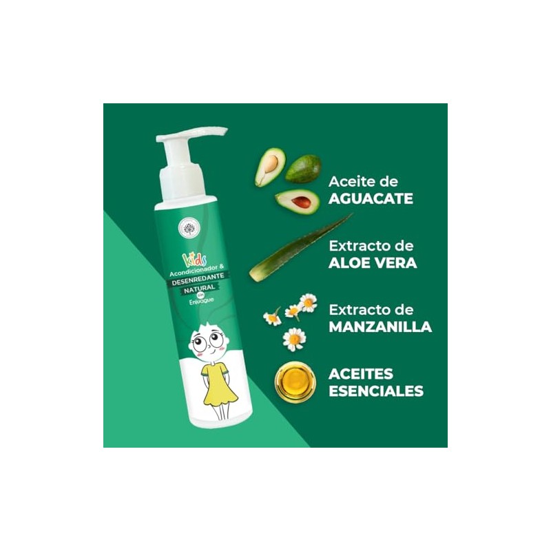 Árbora Desenredante natural sin enjuague niños aguacate aloe vera 2