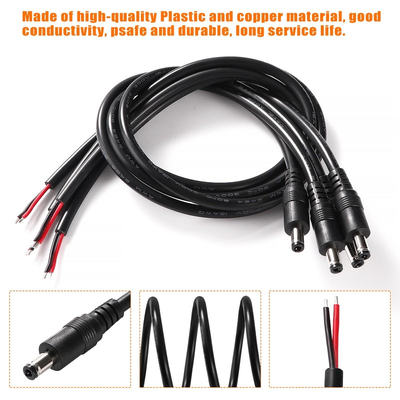 KUOQIY 4 pieces 50 cm 18 AWG DC pigtail cable,