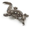 Large Vintage Diamante Lizard Brooch (Silver Tone)