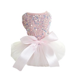 INGSIST Dog Pink Sparkly Sequin Tutu Outfit Clothes Small Puppy Pet Sweet Festival Holiday Dresses