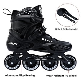 Professional Inline Skates for Men Women, Fitness Roller Skates Adult Male Female, Comfortable Breathable Speed Racing Skates with Washable Lining, Beginner Unisex, Black