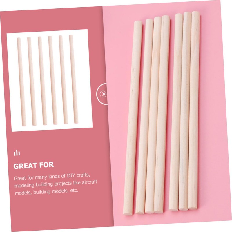 CORHAD Long Wooden Craft Sticks 50pcs Macrame Dowel Rods for