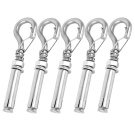SNOMEL 5 Pack Expansion Concrete Wall Anchors Eye Bolts Screw, 304 Stainless Steel Spring Concrete Wall Hooks, M8 x 106Mm Eye Bolt Anchor Hook
