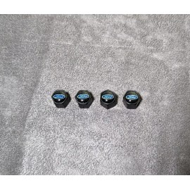 For: Ford 4pc Black Hex Ford Emblem Car Wheels Metal Valve Stem Caps Cover