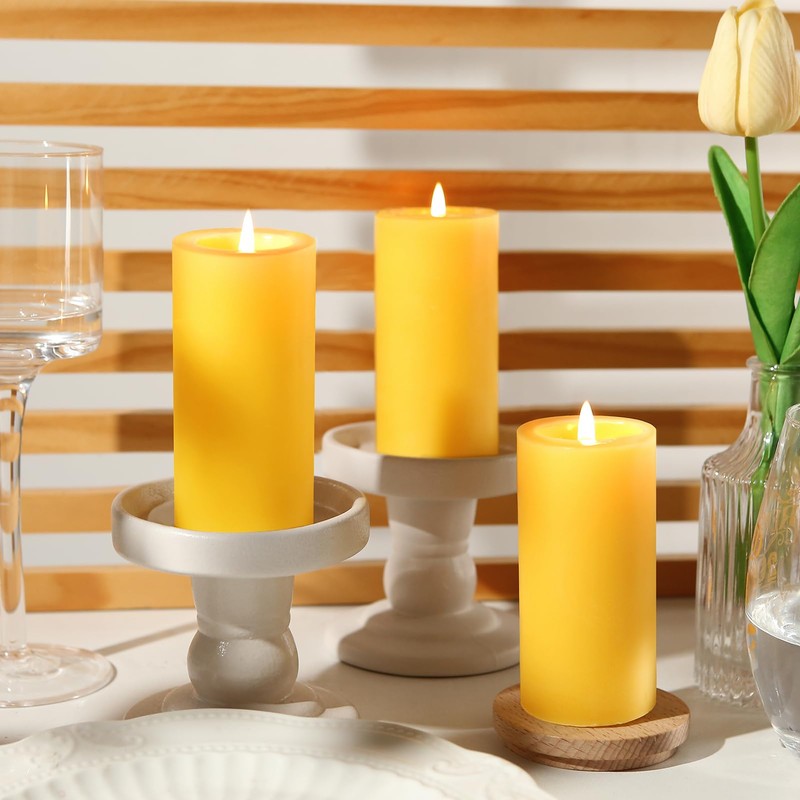 Natural Beeswax Pillar Candles,140 Hours Long Burning Pure Beeswax Candles
