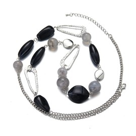 FULU AUTUMN Long Pearl Necklace Women's Boho Long Stone Necklace Statement Jewellery Best Friend Gifts, Stone, No Gemstone