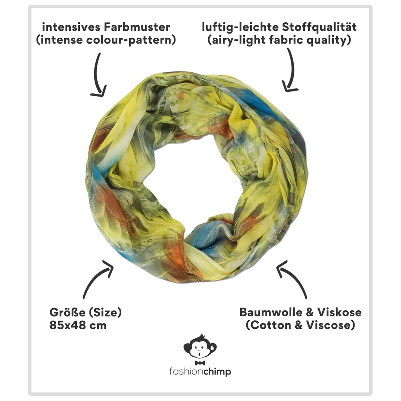 fashionchimp® All-Over Batik Style Loop Scarf Crash and Crinkle Silk